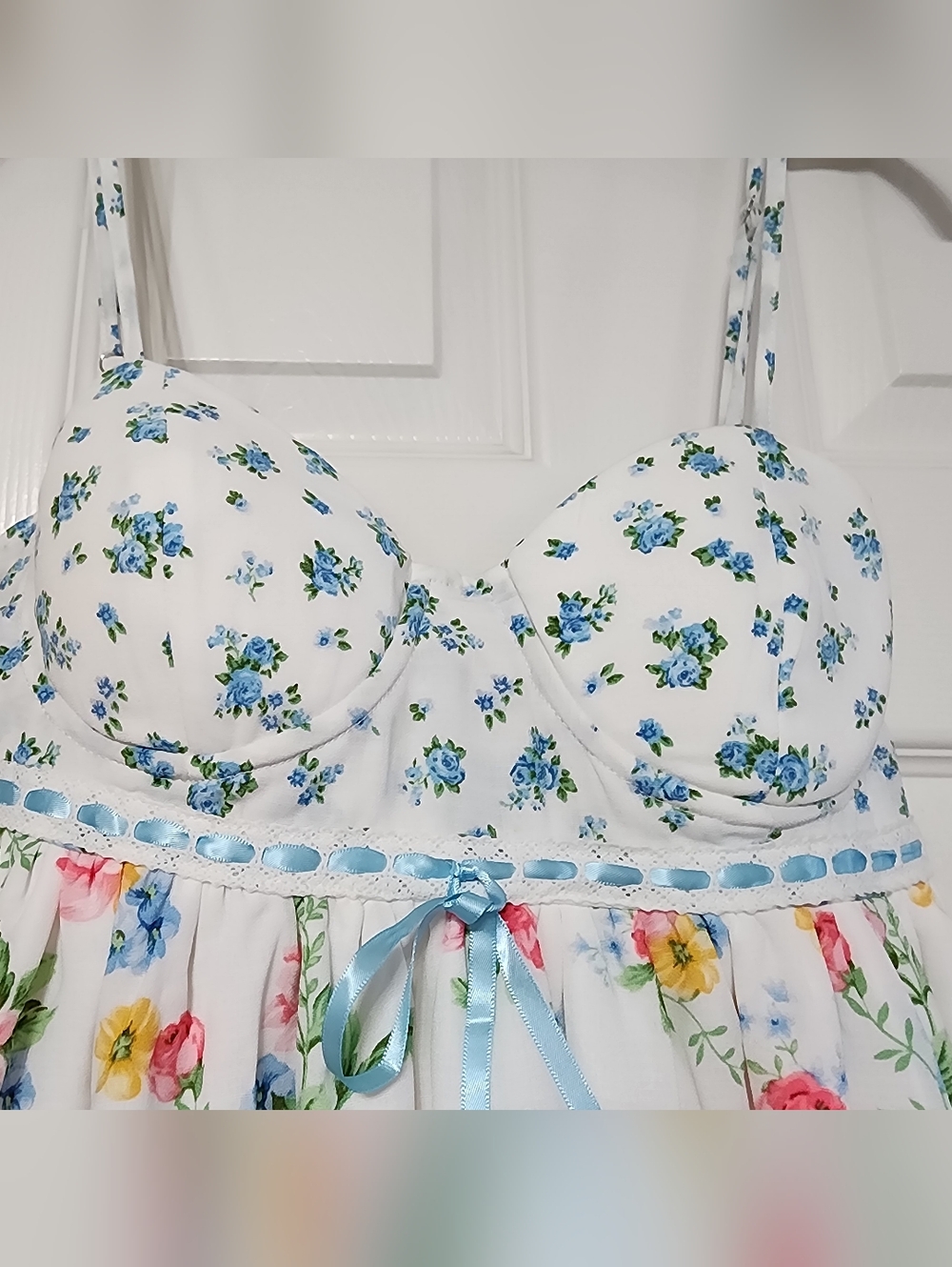 Altar'd State White Floral Sundress with Pink, Blue & Yellow Blooms - Picture 2 of 5